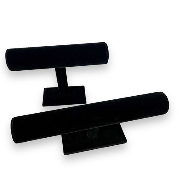 Black Velvet T-Bar Bracelet Jewelry Display Stand Set of 2 - Picture 2 of 15